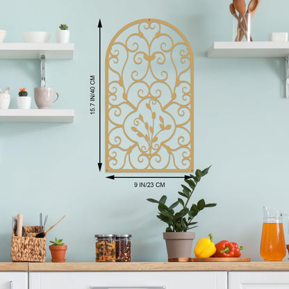 Resama 2 Pcs Scroll Home Wall Decor, Rustic Metal Wall Decor Arch Design Modern Farmhouse Wall Sculptures Hanging for Living Room Bedroom Hallway Kitchen (Gold, 15.7" X 9")