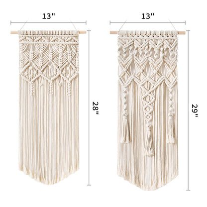 Mkono Macrame Makeup Brush Holder and Macrame Wall Hanging for Bedroom, Living Room, Nursery, Dorm, Teen Girl Gifts, Set of 3
