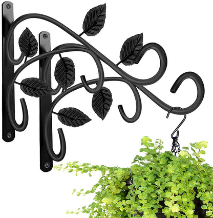 JUNBEI Hanging Plant Bracket, 12 Inch Wall Mount Hanging Plant Hook, Rust-Resistant Decorative Metal Plant Hanger for Flowers, Lanterns, Bird Feeders, Wind Chimes