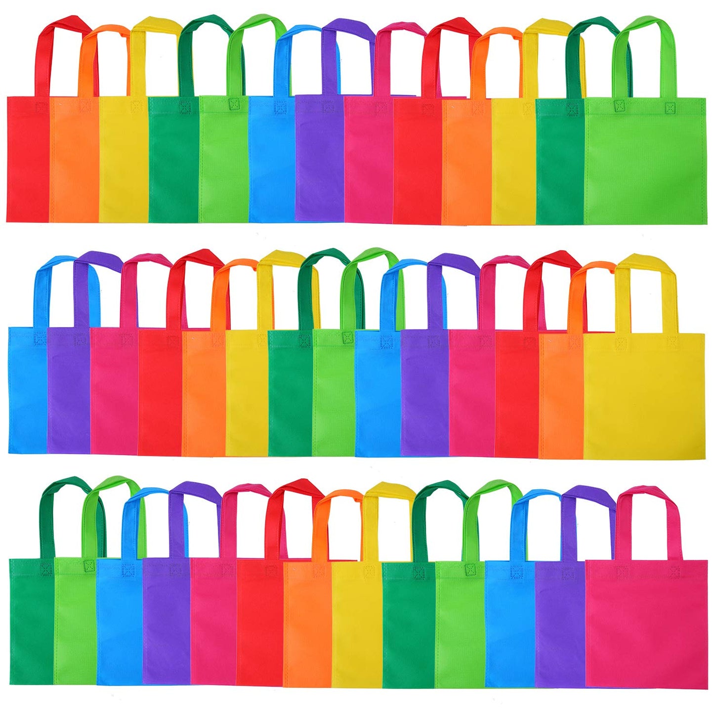 Elcoho 40 Pieces Non-Woven Party Favor Bags 8×8 Inch Resuable Goodie Gift Bag with Handles Tote Treat Bag for Birthday Party