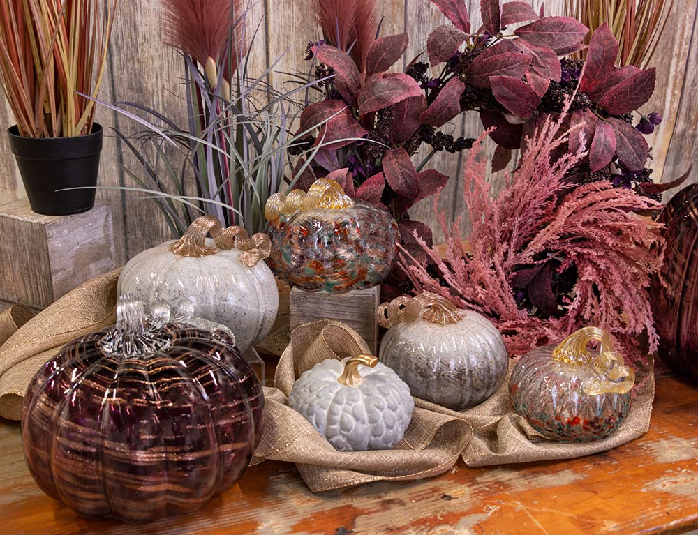 Boston International Decorative Tabletop Glass Pumpkin, Small, Mottled