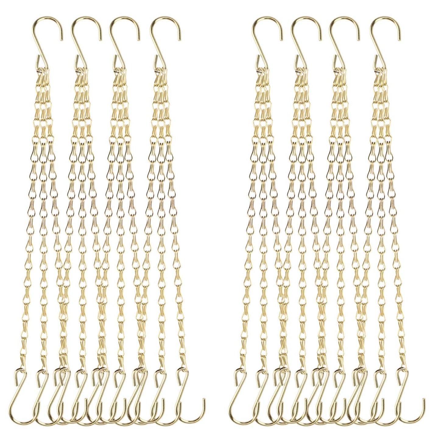 PINGEUI 8 Pack Gold Hanging Baskets Chains, 16 Inch Heavy Duty Metal Hanging Basket Chain Decorative Chains with S Hook, Plant Hanger Indoor Outdoor Replacement Hanging Chains