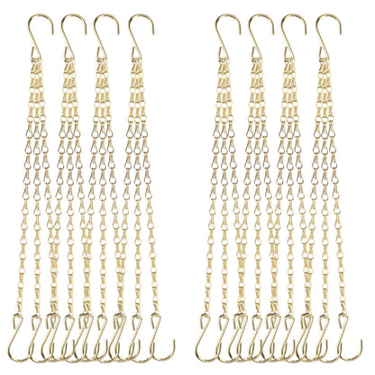 PINGEUI 8 Pack Gold Hanging Baskets Chains, 16 Inch Heavy Duty Metal Hanging Basket Chain Decorative Chains with S Hook, Plant Hanger Indoor Outdoor Replacement Hanging Chains