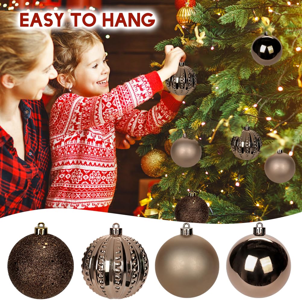 3.15" Bronze Christmas Balls Ornaments 12 Pcs Shatterproof Christmas Ornaments Set Matte Large Bronze Ornament for Xmas Tree Halloween Holiday Party