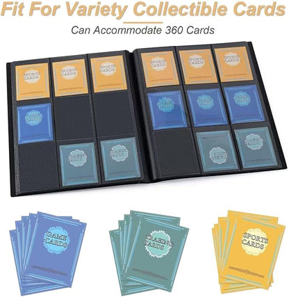 Card Binder 9 Pocket Storage 360 Card Binder,Trading Card Binder Senior and Sturdy Side-Loading Album,Intended For YuGiOh,MTG, TCG,Game Cards & Baseball Card Binde,(Apple Green)