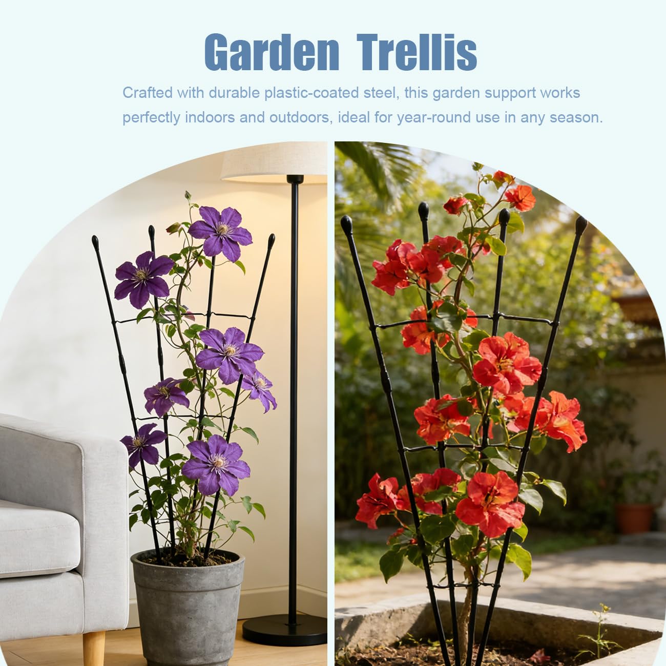 Garden Trellis for Climbing Plants, 47Inch Plant Trellis for Potted Plants, Sturdy House Plant Support for Ivy, Hoya, Flower Trellis for Climbing Roses -1 Pack