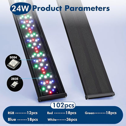 hygger Auto On Off Aquarium LED Light, 4 Mode Lighting Full Spectrum Fish Tank Light 24/7 Timer Colorful Fish/Sun/Nightlight/WRGB Cycle for Freshwater