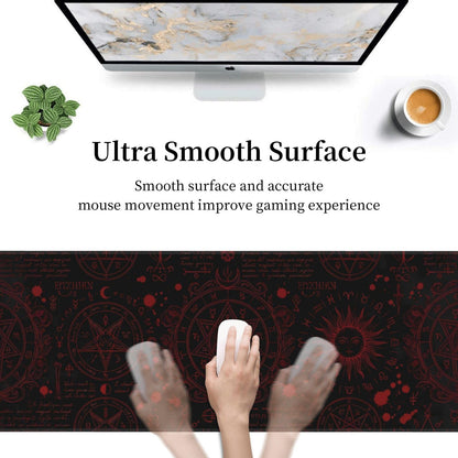 Mysterious Gothic Gaming Mouse Pad Large Extended Desk Mat Non-Slip Rubber Base Keyboard Pad with Stitched Edges for Office Gaming 31.5x11.8 in