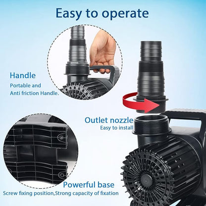 WaterRebirth (12000GPH, UL Listed) PS- High Flow Submersible Water Pond Pump - Water Fountain Aquarium UL listed (12000GPH-850W)