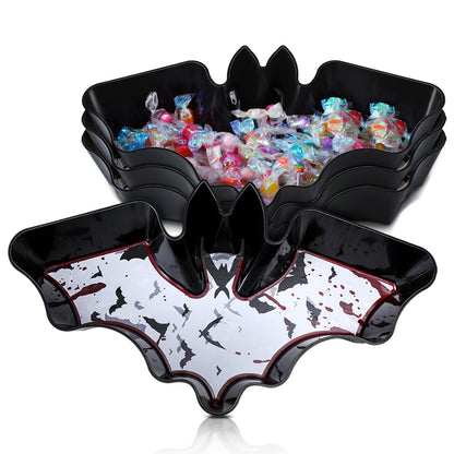 Dandat 4 Pcs Halloween Candy Bowl Plastic Halloween Serving Tray Dishes Creepy Plastic Platter with Spooky Bloodstain for Party Supply(Bat Shape)