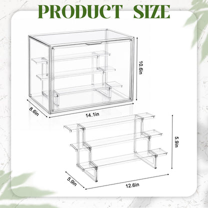 Novabright Mini Greenhouse Indoor, Clear Portable Tabletop Green House with Magnetic Door and 3-Layer Stand for Seed Starting, Plant Grow Warmer and Home Gardening Display, 14.1 x 10.6 x 9 in