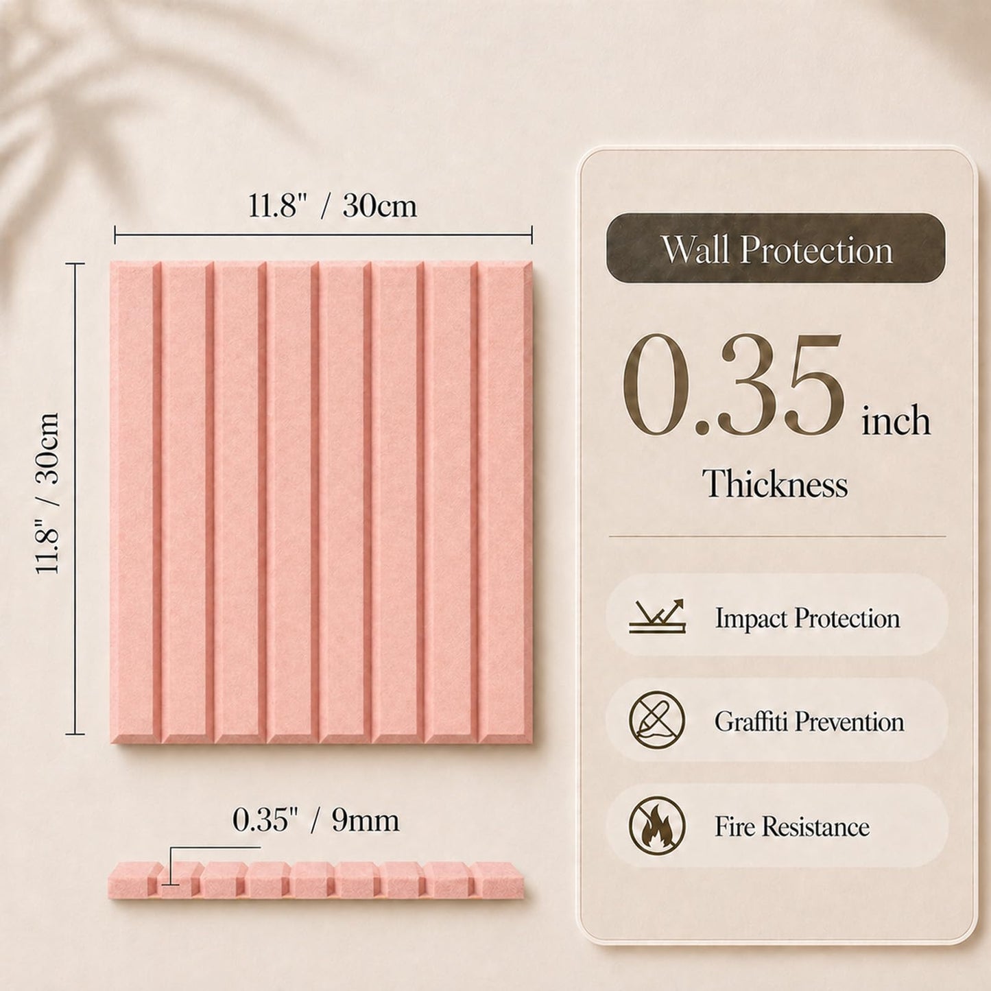 Baysola Stripe Felt Bulletin Board Panels 48 x 36 Inch Self Adhesive Wall Tiles Cork Board Alternative for Office Classroom Photos Notes 12 Pack