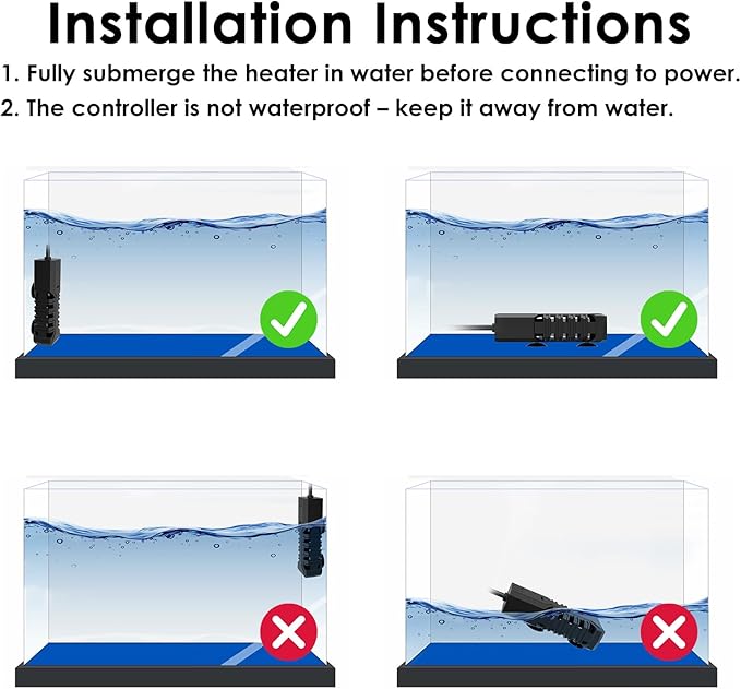 50W Aquarium Heater, Adjustable Small Fish Tank Heater, with Digital Display, Overheat Protection & Dry Run Protection, for 5-10 Gallon Water