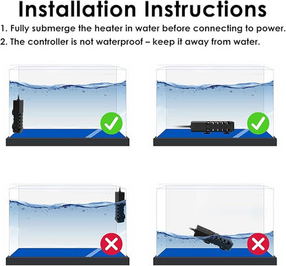 50W Aquarium Heater, Adjustable Small Fish Tank Heater, with Digital Display, Overheat Protection & Dry Run Protection, for 5-10 Gallon Water