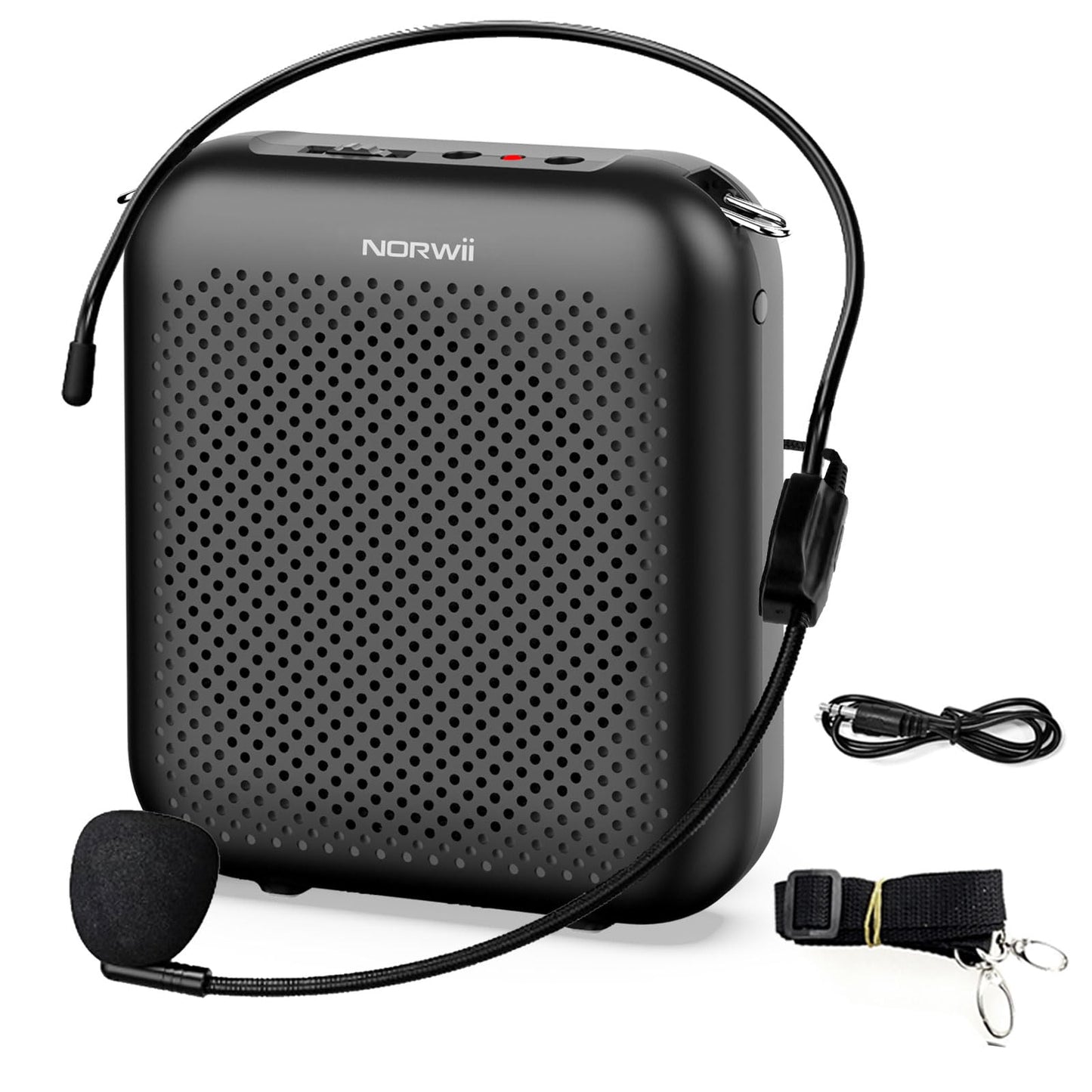 Norwii Bluetooth Voice Amplifier, Power Amplifiers, Portable Mini Wired Microphone Headset for Teacher Classroom & Outdoor Lectures, Teaching, Tour Guides, USB-C Rechargeable - 2000mAh, Black