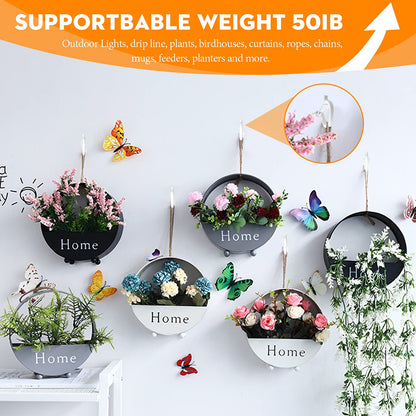 GIPTIME 32Pcs Q-Hanger Hooks with Safety Buckle, Windproof Screw Hooks for Hanging Outdoor String Lights, Plants, Christmas Decorations, Includes Wing Nut Driver, White
