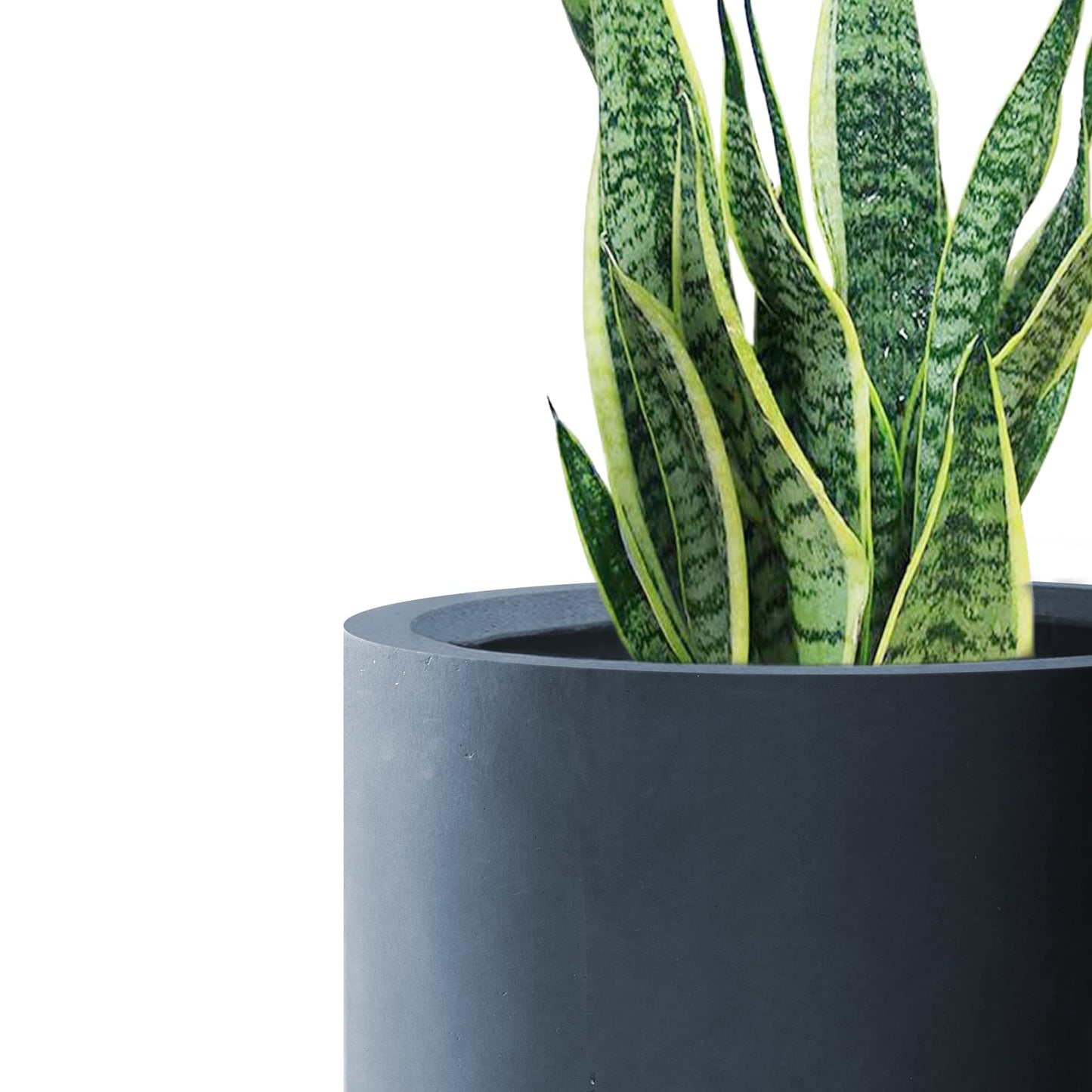 Kante 12.6" Dia Round Concrete Planter, Modern Style Large Cylindrical Plant Pot with Drainage Hole and Rubber Plug for Indoor Outdoor Patio, Charcoal