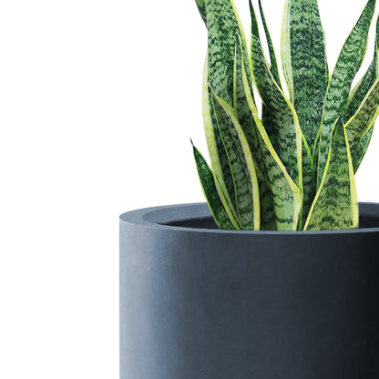 Kante 12.6" Dia Round Concrete Planter, Modern Style Large Cylindrical Plant Pot with Drainage Hole and Rubber Plug for Indoor Outdoor Patio, Charcoal