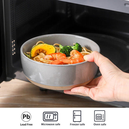 Tikooere Ceramic Soup Bowls Set of 6,30 Ounce Stoneware Cereal Bowl,Porcelain Nesting Bowls for Oatmeal,Popcorn,Soup,Pasta,Fruit,Housewarming Gift,Microwave & Dishwasher Safe,Gray