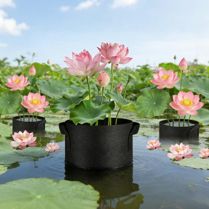 24 Pcs Lily Plant Pots for Pond, Aquatic Pond Planter for Pond Durable Breathe Reusable Fabric Plant Bags with Handles Thickened Nonwoven Fabric Pots for Aquatic Plants, Potato, Carrot, Onion, Flower