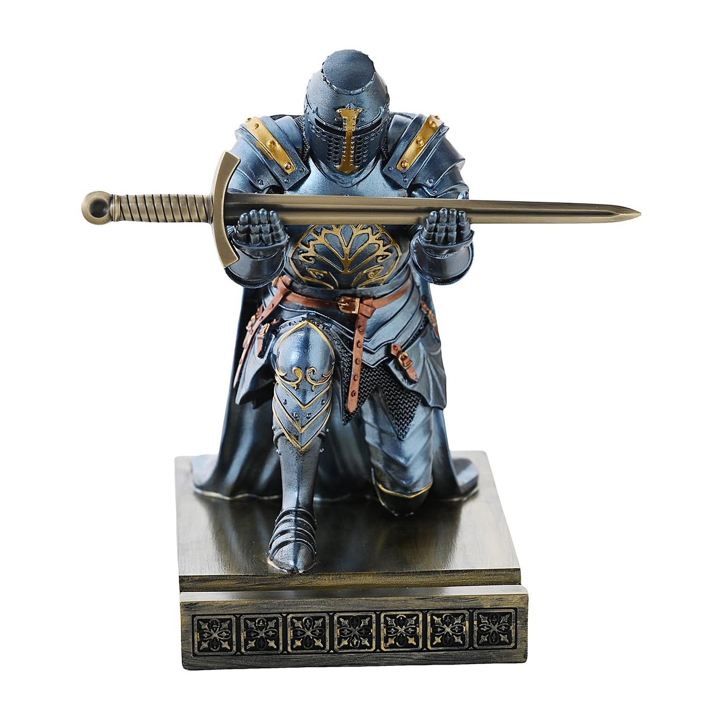 Medieval Templar Vanguard Officer Knight Pen Holder Desk Organizers Blue
