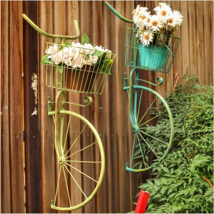 Asiwnshw Plant Stand Indoor Outdoor, Metal Bicycle Plant Shelf Flower Pot Holder Display Racks, Wrought Iron Planter Rack Organizer for Garden Patio Lawn Balcony(Green)