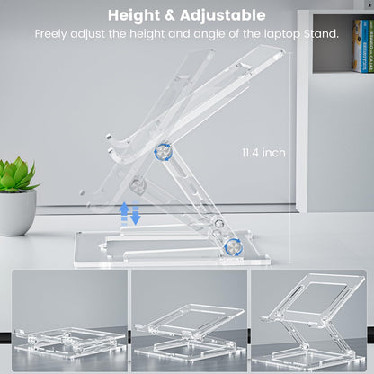 VIGLT Laptop Stand for Desk, Portable Acrylic Laptop Riser, Ergonomic Adjustable Computer Stand Holder for Notebook MacBook Air Pro, Dell XPS, HP (10-17.3'')