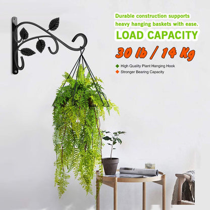 JUNBEI Hanging Plant Bracket, 12 Inch Wall Mount Hanging Plant Hook, Rust-Resistant Decorative Metal Plant Hanger for Flowers, Lanterns, Bird Feeders, Wind Chimes