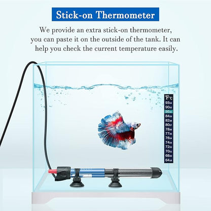 Hitop 25W/50W/100W/300W Adjustable Aquarium Heater, Submersible Glass Water Heater for 5 – 70 Gallon Fish Tank (100W)