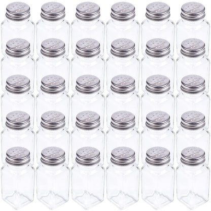 Tebery 30 Pack Glass Salt and Pepper Shaker Set with Stainless Steel Mushroom Top, 2.7oz Spice bottle for Kitchen, Restaurants and Catering, Classic Design