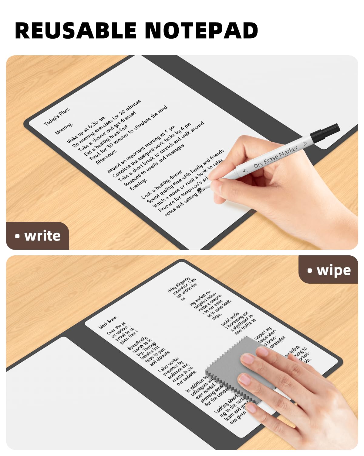 Mehaving Portable Small White Board Dry Erase Board, Reusable 9.5 * 6.6in Notebook Memo, Office Home Supplies Desk Accessories MH760 (Blue)