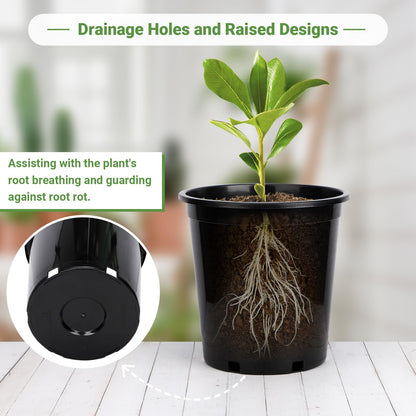 GREANER 5 Gallon Pots for Plants, Flexible Durable Plant Nursery Pots for Flower Herb Vegetable Seedling Tree Fruit(Black)