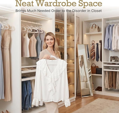 HOUSE DAY White Velvet Hangers 20 Pack, Non Slip Clothes Felt Hanger Heavy Duty for Coat, Premium Slim Space Saving Suit Hangers for Closet Organizer, 360° Rotating Silver Hook
