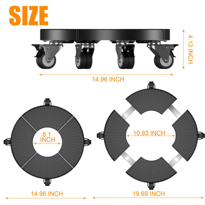 KAXIWEI Adjustable Plant Caddy with Wheels, Heavy Duty Rolling Plant Stand 15–22 Inch, Supports up to 440 lbs, Lockable 360° Casters, Stable Plant Dolly for Indoor Outdoor Large Pots, Black