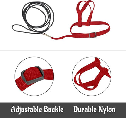 2 pcs Pet Parrot Bird Harness and Leash, Adjustable Training Design Anti-Bite, Outdoor Flying Training Rope Kit for Bird Parrots Fits Birds Chest Between35-62cm /13.78-24.41inch - L (red)