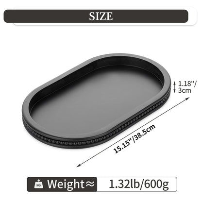 Hanobe Decorative Trays for Coffee Table : Black Oval Centerpiece Tray Wood for Farmhouse Entry Table Decor Round Bathroom Tray for Living Room Kitchen Counter