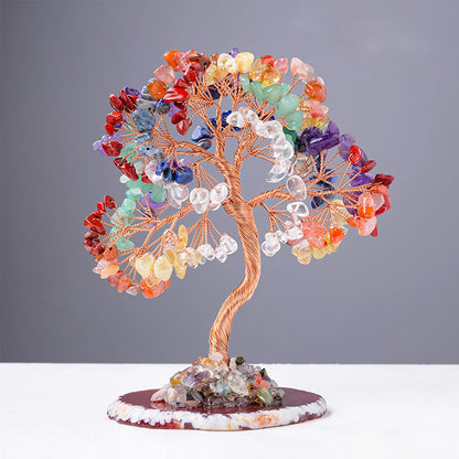 Crystal Tree of Life Decor, 7 Chakra Stones Gemstone Money Tree, 6.3 Inch Mini Bonsai for Desk, Feng Shui Decor, Gifts for Women
