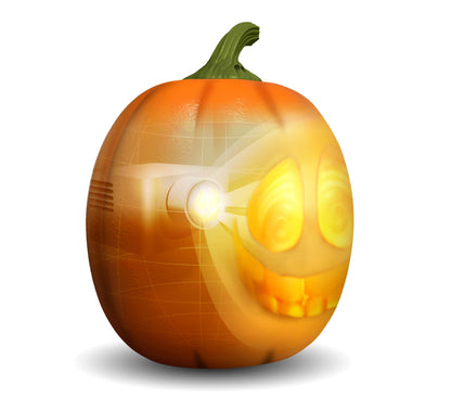 ANIMAT3D Jabberin' Jack Motion Sensor 12 Inch XL Talking Animated Orange Pumpkin with Built in Video Projector and Speaker Includes 80 Minutes of Content