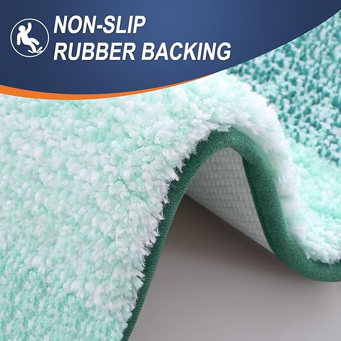 OLANLY Bathroom Runner Rugs Mat 47x17, Extra Soft Absorbent Microfiber Bath Rugs, Rubber Backing, Quick Dry, Long Bath Mats for Bathroom, Tub and Shower, Home Decor Accessories, Blackish Green