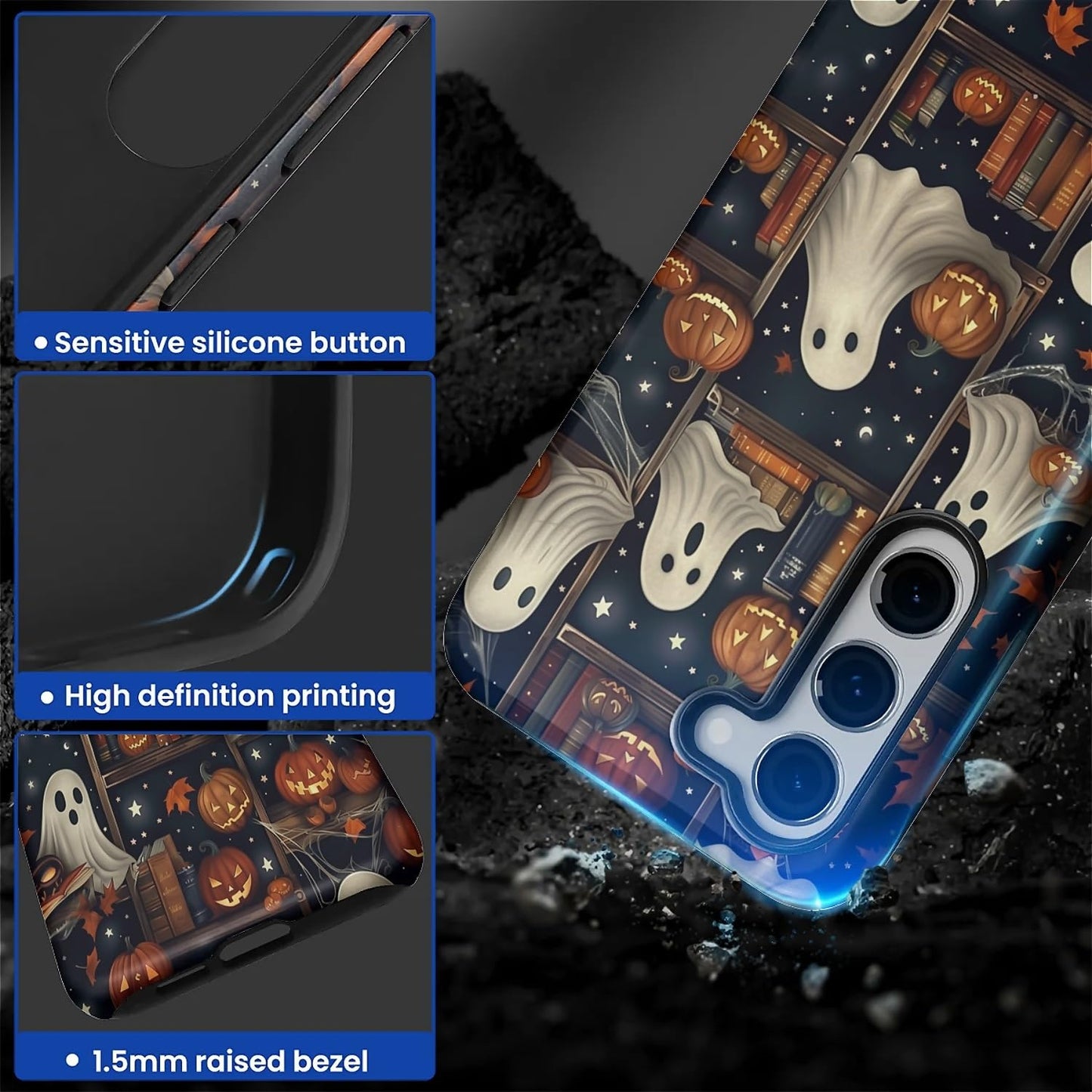 TAMEFOX Case for Samsung Galaxy S23,Anti Drop Scratch Protective Phone Cover Case for Women Girl-Halloween Ghost Pumpkin Decorations
