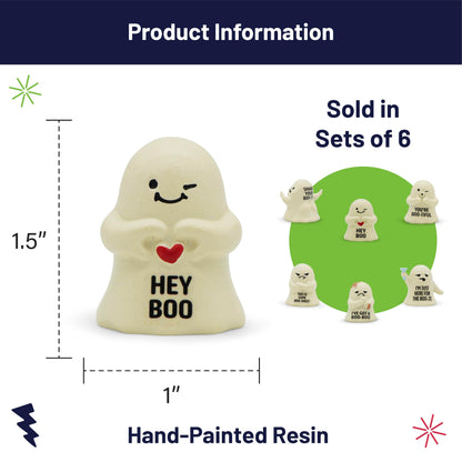GOOFBALLS Mini Figurines Set – Funny Novelty 3D Character Figures (Set of 6), Hand-Painted Resin Tiny Desk Decor & Gag Gifts - Ghosts