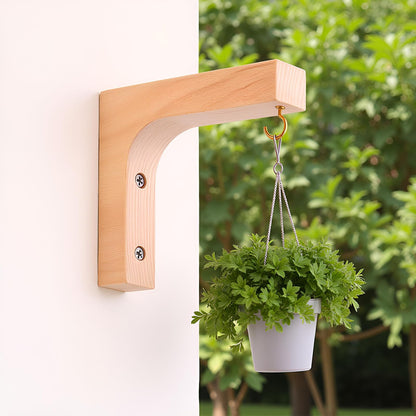 Tritaraesa Wooden Plant Hanger Hooks for Indoor Hanging Plants, Farmhouse Wooden Hanging Baskets for Wall Plant Hooks Heavy Duty for Flower Pots Wind Chimes and Bird Feeders (Upgraded Natural 2 Pack)