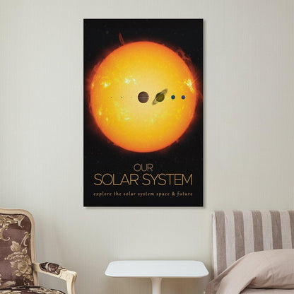 LGDSBHH Minimalist Our Solar System Canvas Wall Art - Educational Space Planet Poster - Science Classroom & Kids Bedroom Decor - 12x18 Inch (Unframed)
