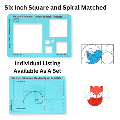 6" Fibonacci Spiral Stencil Template — Golden Ratio Tool for Drawing — Fibonacci Template — Geometric Stencil for Art, Drafting and Quilting — Clear PETG — Made in Australia
