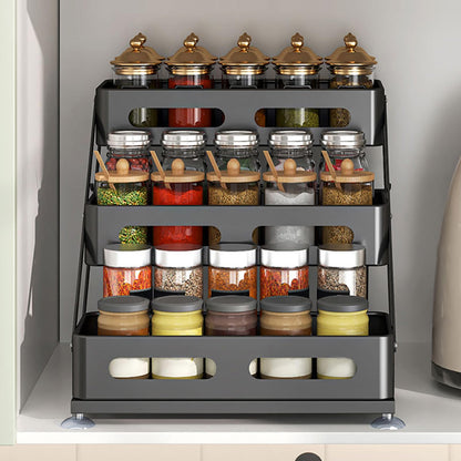 Ceetug 3 Tier Foldable Spice Rack, Black