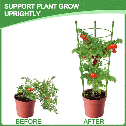 KLS 3 Pack Tomato Cage for Pots Plant Support, Upgrade 36 Inches Tomato Cages for Garden, Pepper Cage Trellis Kit with Plant Tie and Clips (36")