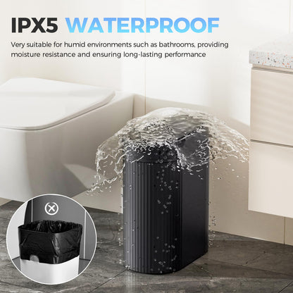 jinligogo 5 Gallon Bathroom Trash Can with Lid, Automatic Motion Sensor Black Trash Can, Touchless Slim Waterproof Garbage Bin for Kitchen, Bedroom, Office, and Bathroom