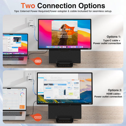 24" Large Portable Monitor, 1080P FHD 100Hz IPS Monitor, Height-Adjustable & Rotatable Screen(Horizontal/Vertical), Built-in Speakers, Requires Wall Outlet, Travel Monitor for Laptop / MacBook / PC