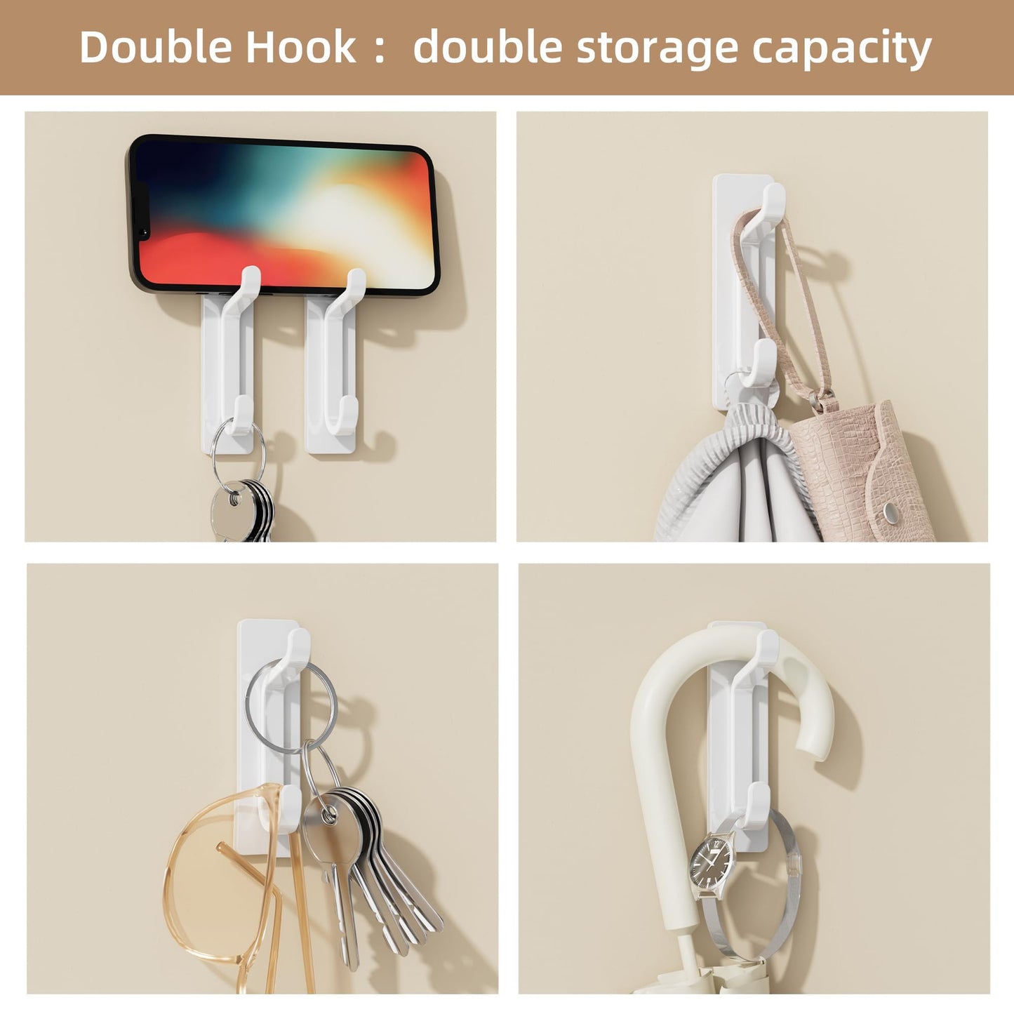 pickpiff 12 Pack Wall Hooks for Coat and Towel: 13LB Strong Adhesive Door Hanger Stick on, White