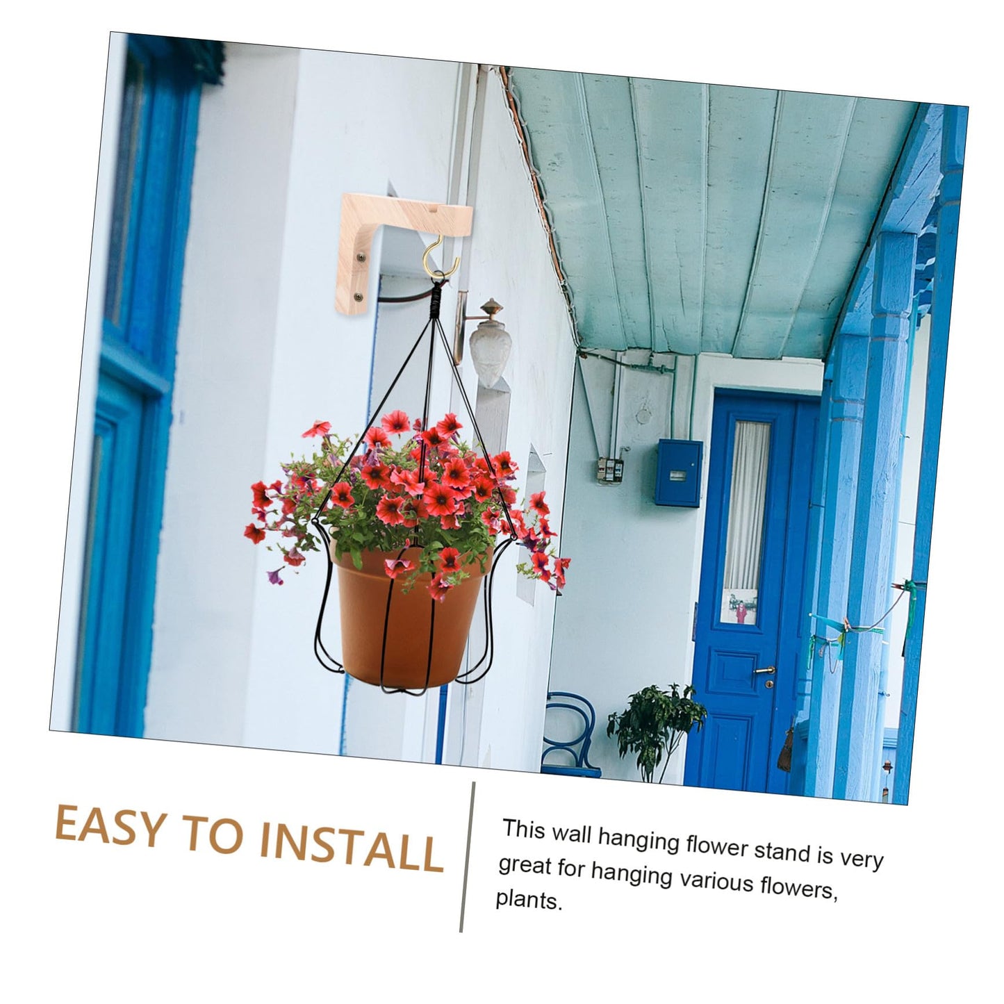 Kisangel 2pcs Wooden Plant Hangers Indoor Wall Plant Hooks Heavy-Duty Wood Brackets for Hanging Pots Indoor Outdoor Gardening